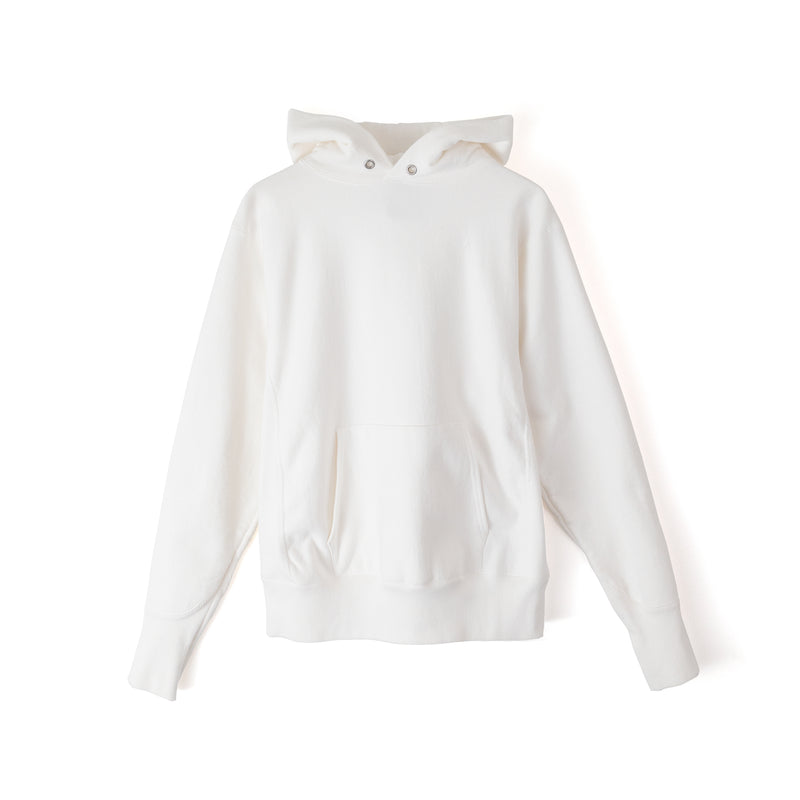 【 ATON 】GARMENT DYE URAKE HOODIE WHITE