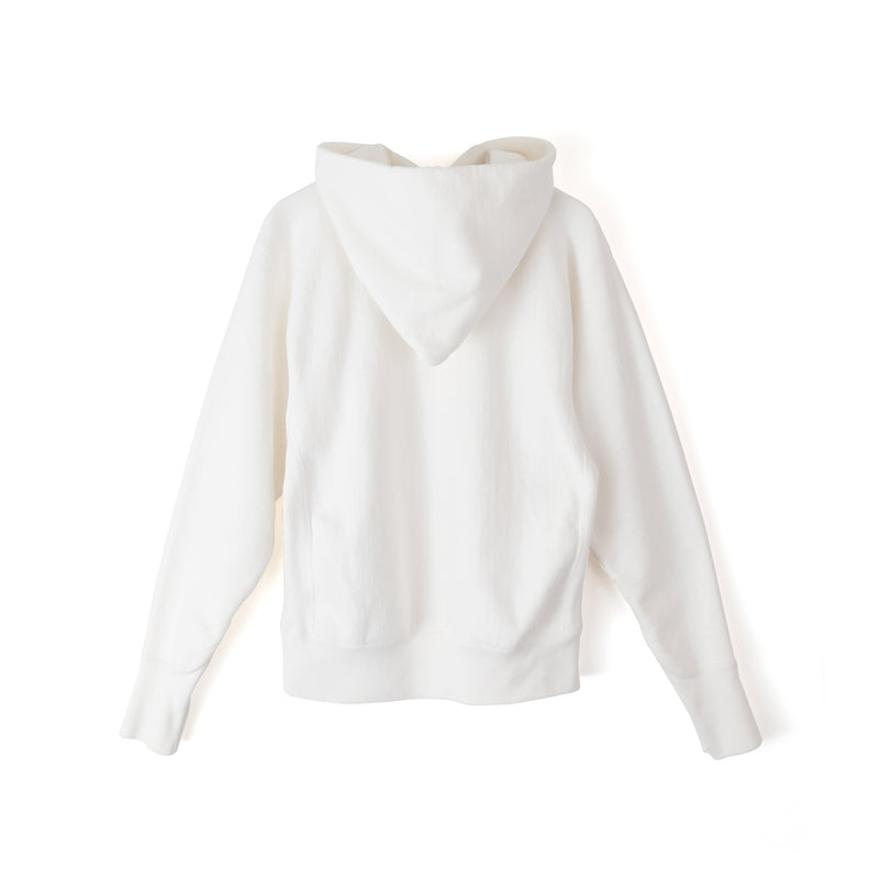 【 ATON 】GARMENT DYE URAKE HOODIE WHITE