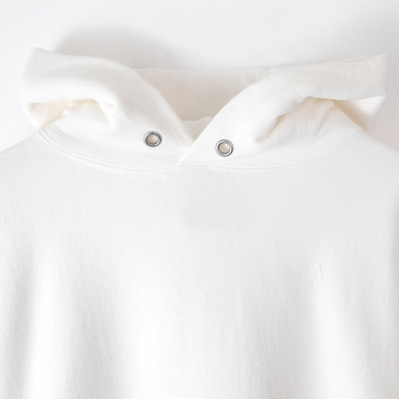 【 ATON 】GARMENT DYE URAKE HOODIE WHITE