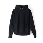 【 ATON 】GARMENT DYE URAKE HOODIE BLACK