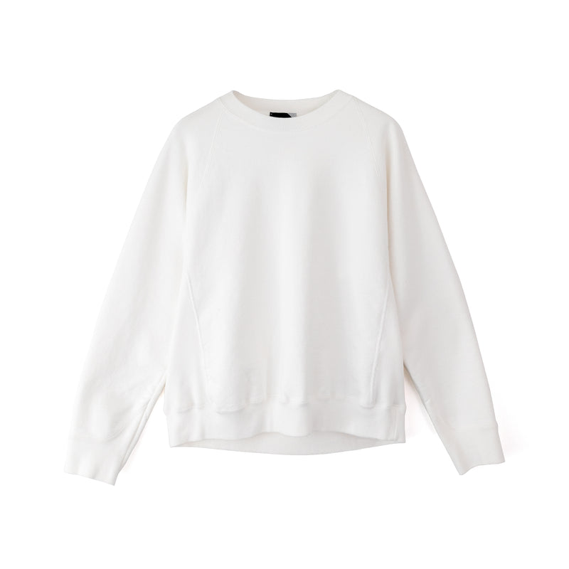 【 ATON 】GARMENT DYE URAKE CREW P/O WHITE
