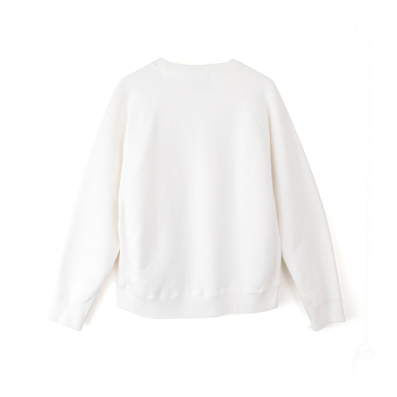 【 ATON 】GARMENT DYE URAKE CREW P/O WHITE