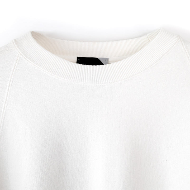 【 ATON 】GARMENT DYE URAKE CREW P/O WHITE