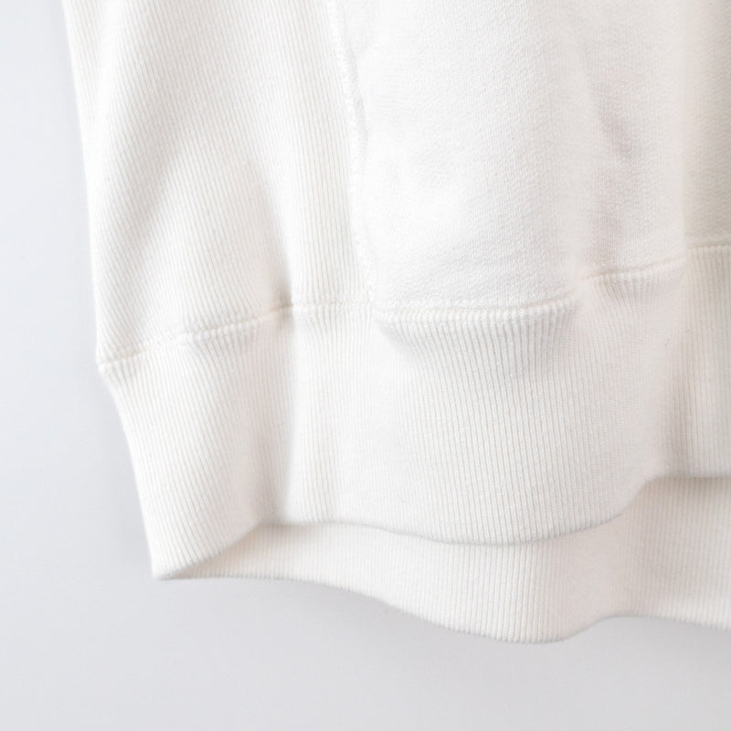 【 ATON 】GARMENT DYE URAKE CREW P/O WHITE
