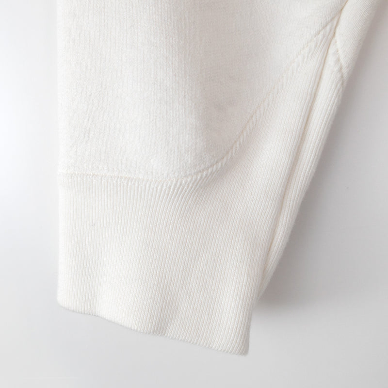 【 ATON 】GARMENT DYE URAKE CREW P/O WHITE
