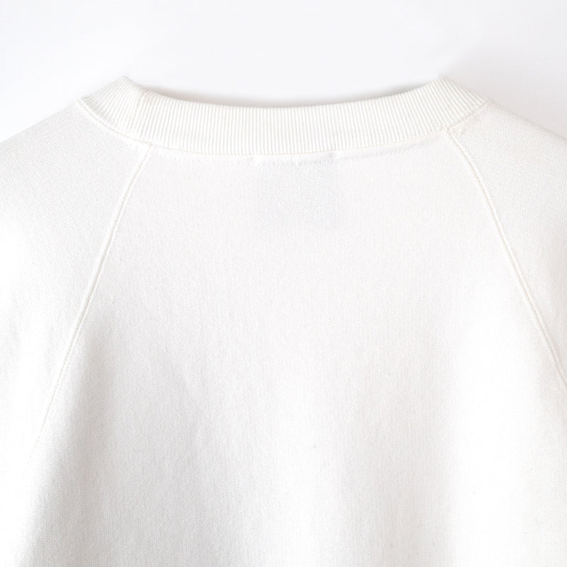【 ATON 】GARMENT DYE URAKE CREW P/O WHITE
