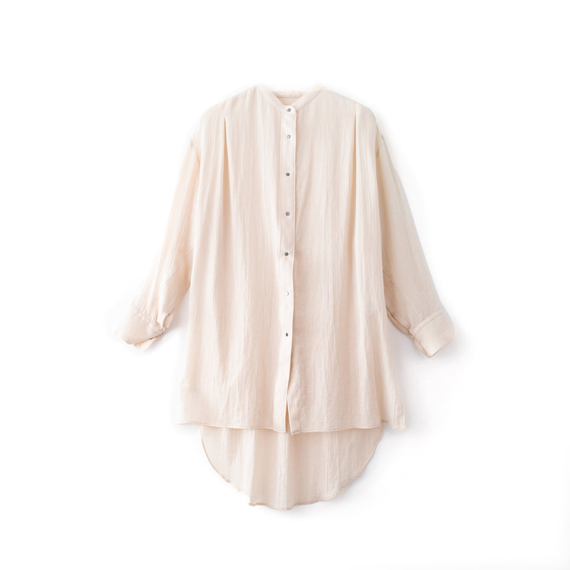 【 nousnou 】SATIN BAND COLLAR SHIRT